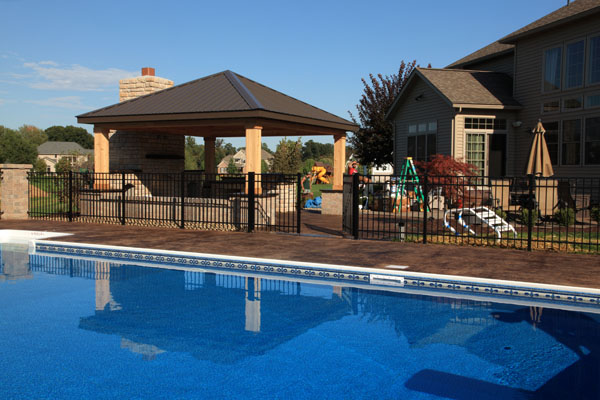 Metal Roof Structure around Pool